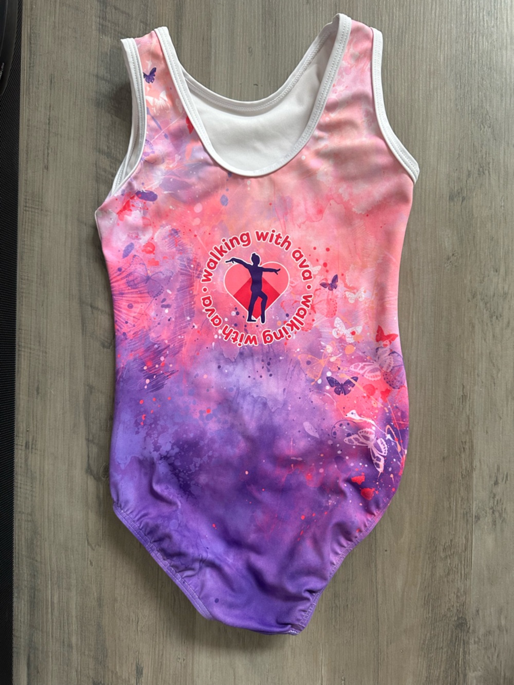 Girls Pink Purple Ombre Butterfly Gymnastics Leotard - LIMITED EDITION - Picture 2 of 2